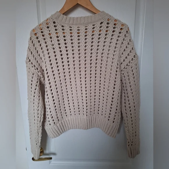 NWT Greige Oversized Women's Beige Open Knit Sweater S - Picture 5 of 7